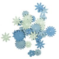 36x stuks Papieren knutsel bloemen blauw - thumbnail
