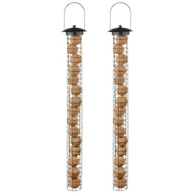 2x stuks grote vogel voedersilo voor vetbollen metaal 83 cm