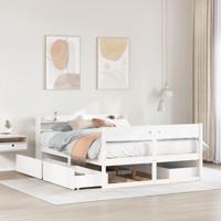 Bedframe zonder matras massief grenenhout wit 150x200 cm