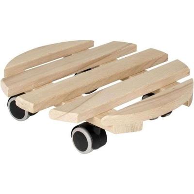 EDA -ondersteuning op wielen Ø 30 cm in hout - 4 casters - 30 x 30 x H.8 cm