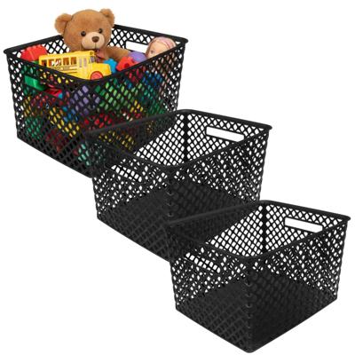 Storage Solutions Kast Opbergmand - 3x - van kunststof - zwart - 30 x 37 x 21 - 19 liter inhoud