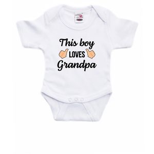 This boy loves grandpa cadeau baby rompertje wit jongens