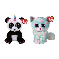 Ty - Knuffel - Beanie Buddy - Paris Panda & Opal Cat