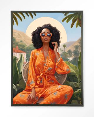 Urban Cotton Wandkleed 'Mia' 110 x 145cm in Floating Frame - black