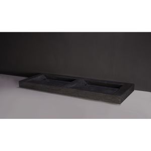 Wastafel Forzalaqua Stockholm Hardsteen Gezoet Met 2 Kraangaten 140,5x51,5x9,5 cm