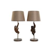 Bureaulamp Home ESPRIT Bruin Metaal Hars 50 W 220 V 26 x 26 x 53,5 cm (2 Stuks)