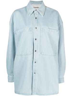 Nanushka chemise en jean Beaux à effet délavé - Bleu