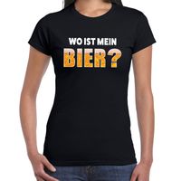 Wo ist mein bier drank fun t-shirt zwart voor dames - thumbnail