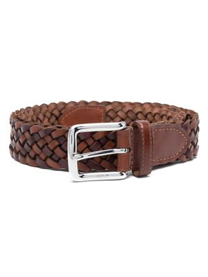 Polo Ralph Lauren ceinture en cuir tressé à logo Polo Pony - Marron