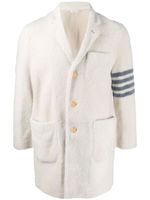 Thom Browne manteau lainé à 4 bandes signature - Blanc