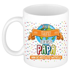 Naam mok papa Maurice - wit - de beste - keramiek - 300 ml - Vaderdag/verjaardag