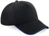 Beechfield CB25c Authentic 5 Panel Cap - Piped Peak - Black/Bright Royal - One Size