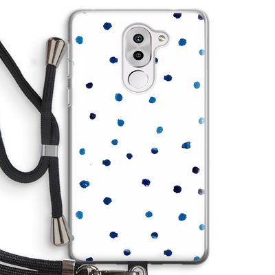 Blauwe stippen: Honor 6X Transparant Hoesje met koord