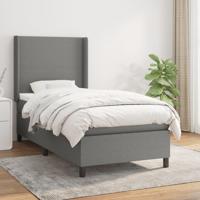 Boxspring met matras stof donkergrijs 90x190 cm