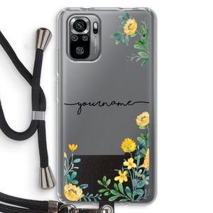 Gele bloemen: Xiaomi Redmi Note 10S Transparant Hoesje met koord