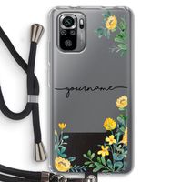 Gele bloemen: Xiaomi Redmi Note 10S Transparant Hoesje met koord