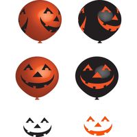 24x stuks Halloween ballonnen met lachende pompoenen print 27 cm - thumbnail