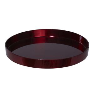 Ronde kunststof dienblad/kaarsenplateau rood D27 cm