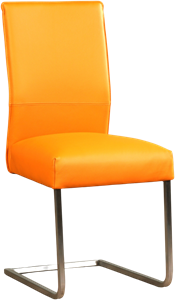 Oranje leren industriële eetkamerstoel Remix - poot vierkant rvs - Toledo Leer Mandarin (oranje leer)