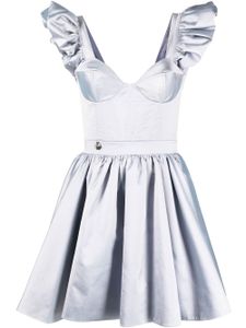 Philipp Plein robe courte en soie à volants - Violet