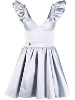 Philipp Plein robe courte en soie à volants - Violet