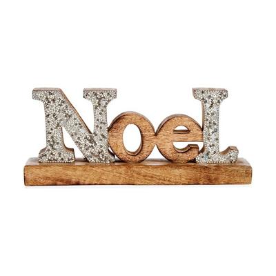 Decoratieve figuren Noel Purpurine 6,5 x 10 x 25 cm Zilverkleurig Hout