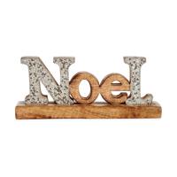 Decoratieve figuren Noel Purpurine 6,5 x 10 x 25 cm Zilverkleurig Hout