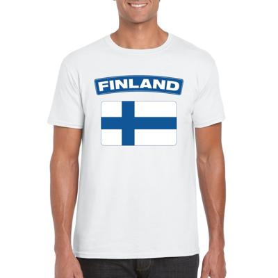 Finland supporters t-shirt - met vlag print - wit - voor heren - landen - kleding