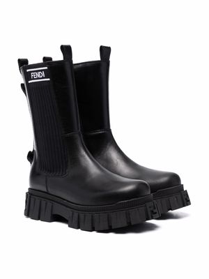 Fendi Kids bottes à logo imprimé - Noir