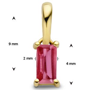 Hanger Geboortesteen Juli geelgoud-robijn rood 9 mm
