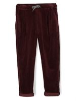 Brunello Cucinelli Kids pantalon côtelé à lien de resserrage - Rouge