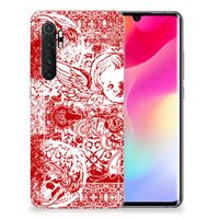 Silicone Back Case Xiaomi Mi Note 10 Lite Angel Skull Rood - thumbnail