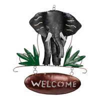 Metalen Bord "Welcome" Olifant (46 x 32 x 1 cm)