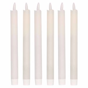 6x Witte Led kaarsen/dinerkaarsen 25,5 cm