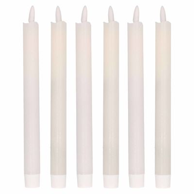 6x Witte Led kaarsen/dinerkaarsen 25,5 cm