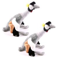 Cornelissen Pluche kraanvogel knuffel - Set van 2x stuks - 30 cm - dieren vogel knuffeldieren - trek