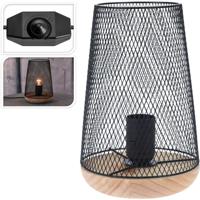 lamp op houten voet met zwarte kap lamp op houten voet met zwarte kap