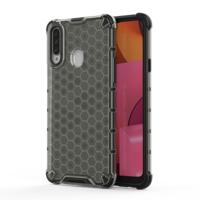 Voor Galaxy A20s shock proof honingraat PC + TPU case (zwart)