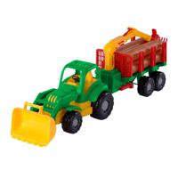 Cavallino Toys Cavallino Klassieke Tractor met Aanhangwagen en Hout, 61cm