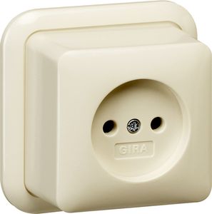 Gira wandcontactdoos 1-voudig zonder randaarde opbouw creme