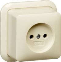 Gira wandcontactdoos 1-voudig zonder randaarde opbouw creme