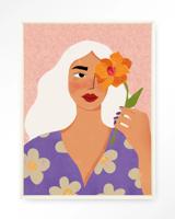 Urban Cotton Wandkleed 'Flower Girly' 110 x 145cm in Floating Frame - off white