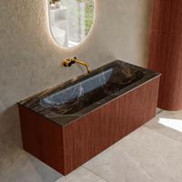 Badmeubel Mondiaz Kurve-Dlux | 110 cm cm | Meubelkleur Ruby | Wastafelkleur Lava | Solid surface | Wasbak midden spoelbak | Zonder kraangat(en)