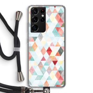 Gekleurde driehoekjes pastel: Samsung Galaxy S21 Ultra Transparant Hoesje met koord