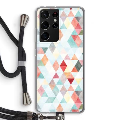 Gekleurde driehoekjes pastel: Samsung Galaxy S21 Ultra Transparant Hoesje met koord