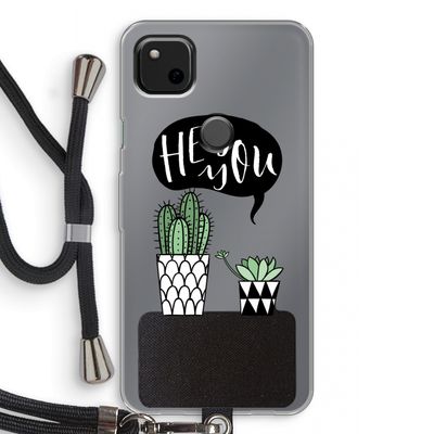 Hey you cactus: Pixel 4a Transparant Hoesje met koord