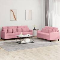 2-delige Loungeset met kussens fluweel roze