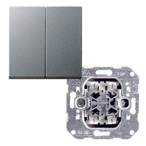 Gira wissel/wisselschakelaar met drukknop aluminium