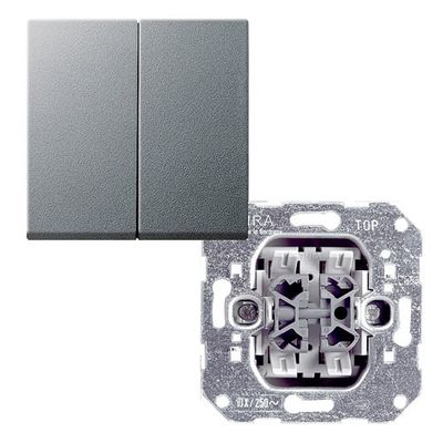 Gira wissel/wisselschakelaar met drukknop aluminium