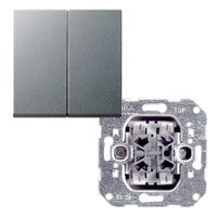 Gira wissel/wisselschakelaar met drukknop aluminium